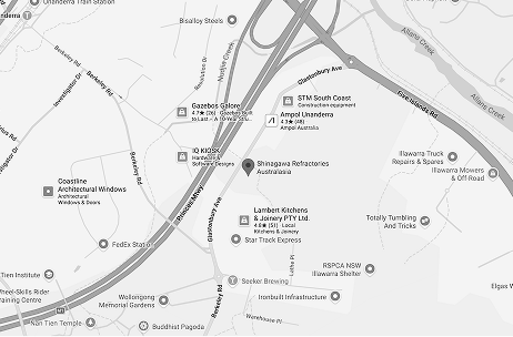 Map showing Shinagawa Refractories Australasia in Unanderra, NSW